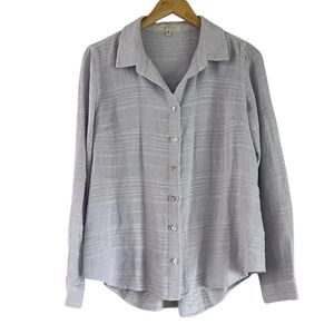 Side Stitch Soft-Textured Slub Stripe Button Shirt Orchid Mist S